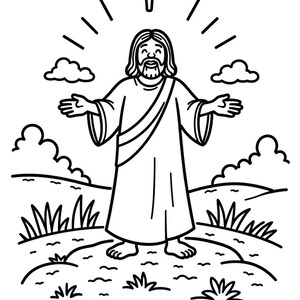 Christian Coloring Book for Kids — Bible Animals Noah's Ark Jesus Scenes Printable Coloring Pages Digital Download image 4