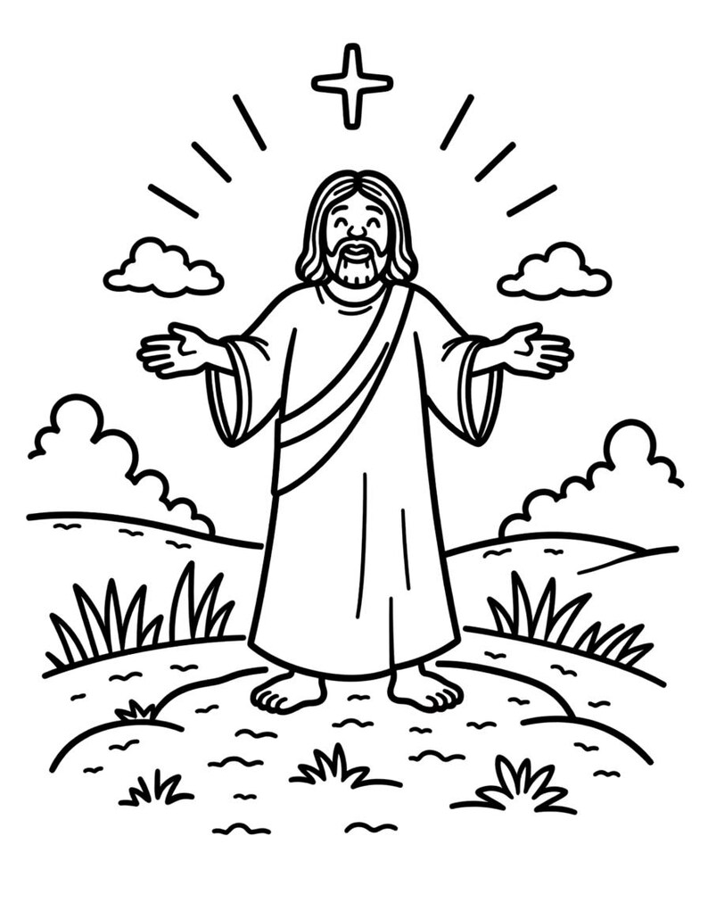 Christian Coloring Book for Kids — Bible Animals Noah's Ark Jesus Scenes Printable Coloring Pages Digital Download image 4