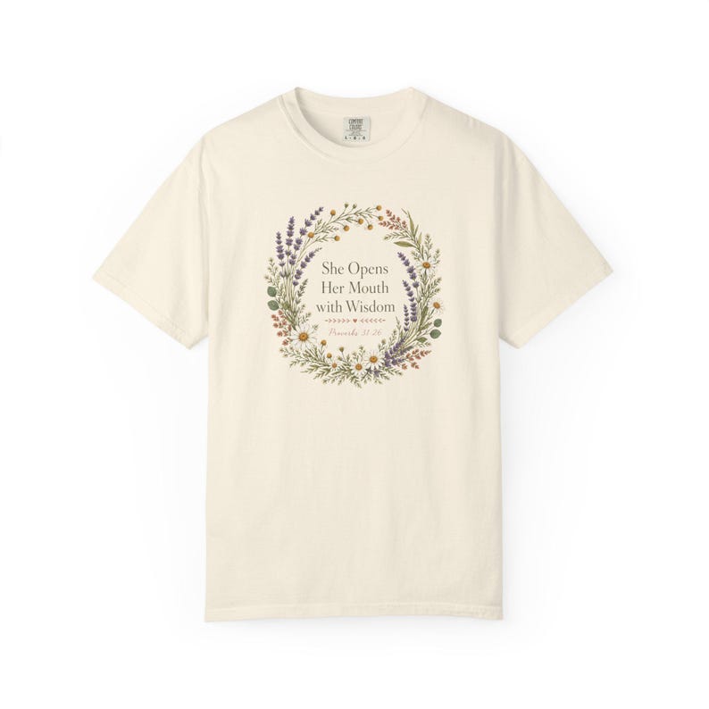 She Opens Her Mouth with Wisdom Shirt — Christian Mom Shirt Homeschool Comfort Colors Tee Gift for Her image 12