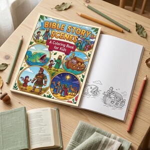 Bible Story Scenes Coloring Book for Kids — Printable Christian Coloring Pages for Children Digital Download image 4