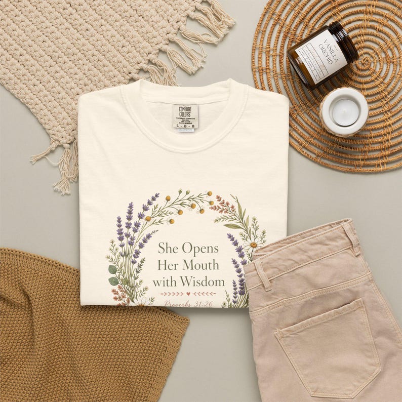 She Opens Her Mouth with Wisdom Shirt — Christian Mom Shirt Homeschool Comfort Colors Tee Gift for Her image 13