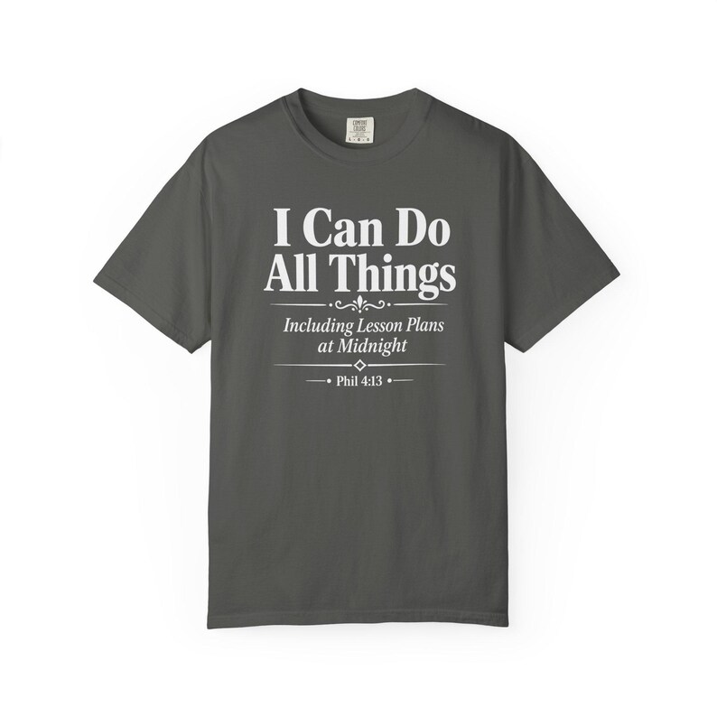 Homeschool Mom Shirt — I Can Do All Things Lesson Plans at Midnight Christian Mom Comfort Colors Tee image 9