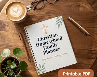 Christian Homeschool Family Planner Printable — Daily Weekly Monthly Planning Pages Digital Download