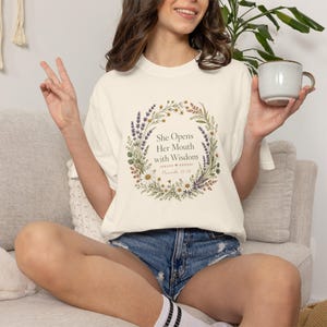 She Opens Her Mouth with Wisdom Shirt — Christian Mom Shirt Homeschool Comfort Colors Tee Gift for Her image 11