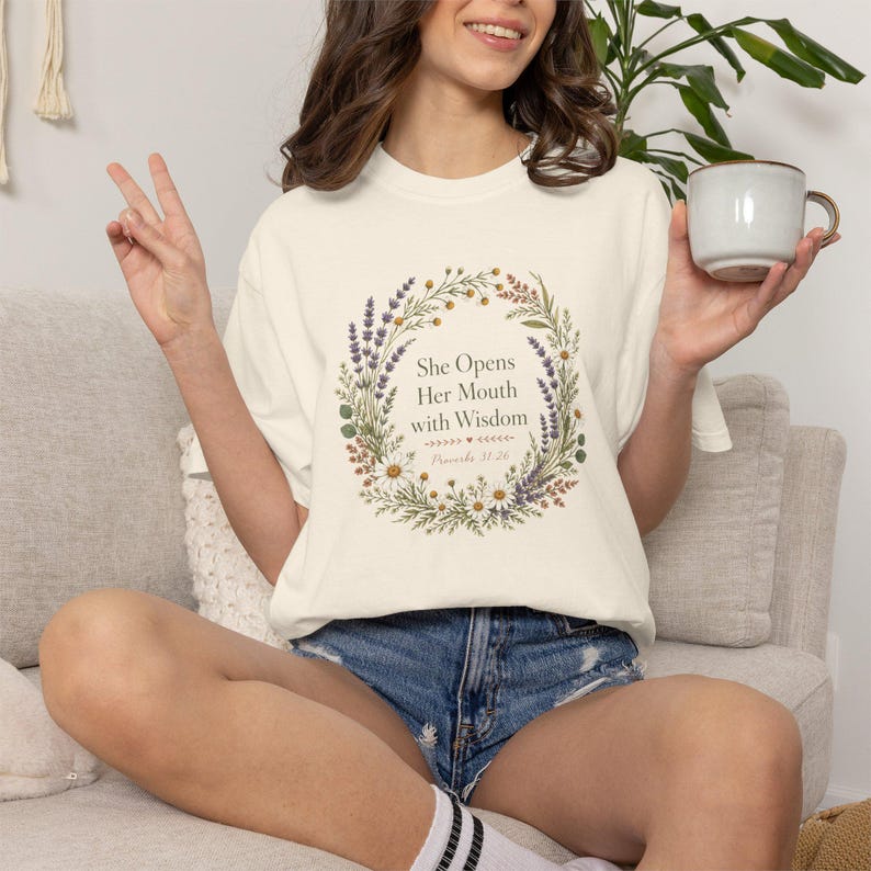 She Opens Her Mouth with Wisdom Shirt — Christian Mom Shirt Homeschool Comfort Colors Tee Gift for Her image 11