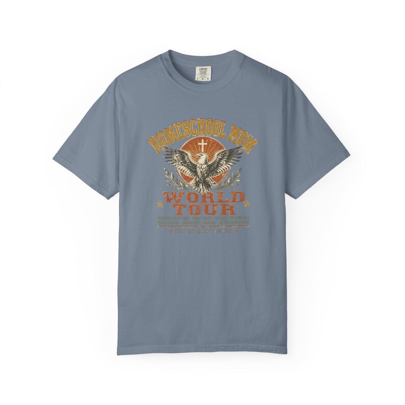 Homeschool Mom World Tour Shirt — Christian Mom Shirt Homeschool Comfort Colors Eagle Graphic Tee image 11