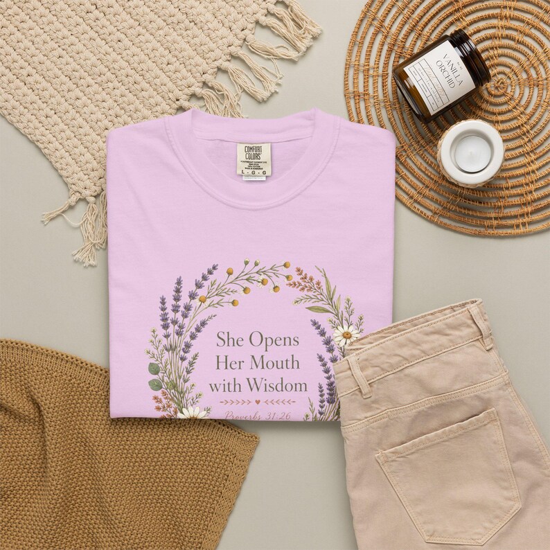She Opens Her Mouth with Wisdom Shirt — Christian Mom Shirt Homeschool Comfort Colors Tee Gift for Her image 10