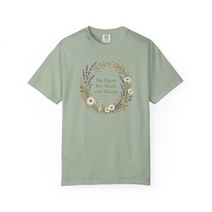 She Opens Her Mouth with Wisdom Shirt — Christian Mom Shirt Homeschool Comfort Colors Tee Gift for Her image 4