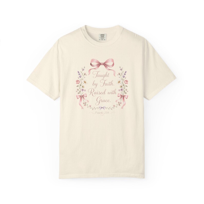 Taught by Faith Raised with Grace Shirt — Christian Mom Shirt Homeschool Comfort Colors Tee Gift for Her image 8