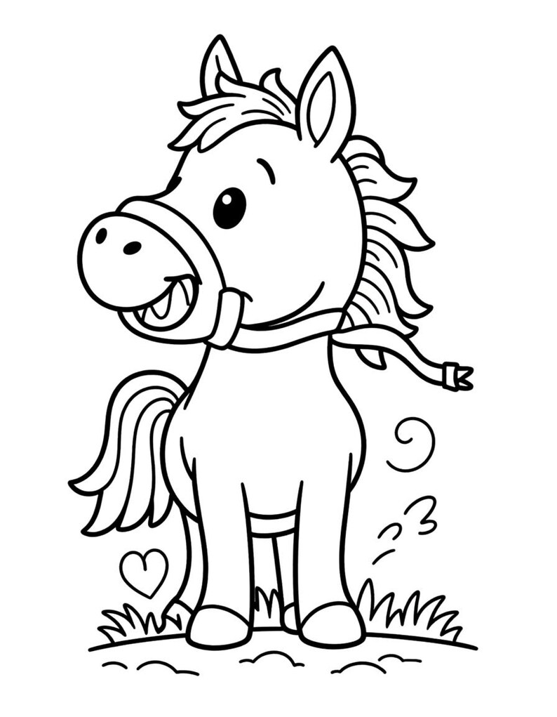 Livre de coloriage cheval pour enfants — Imprimable J'aime les chevaux à colorier pour les filles, téléchargement numérique image 8