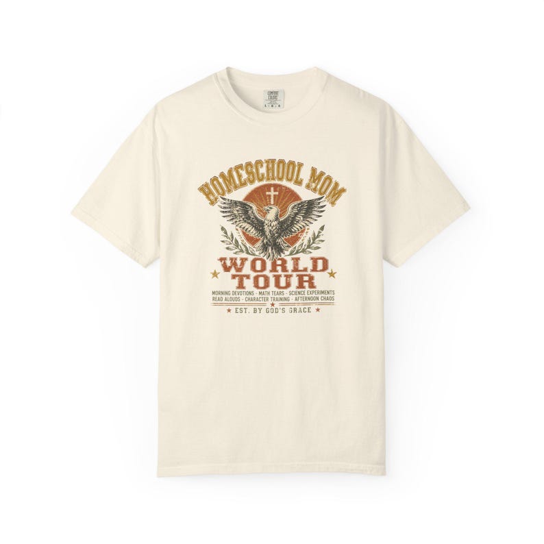 Homeschool Mom World Tour Shirt — Christian Mom Shirt Homeschool Comfort Colors Eagle Graphic Tee image 2