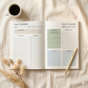 Minimalist Planner Printable Bundle — Daily Weekly Monthly Planning Pages for Women Digital Download image 2