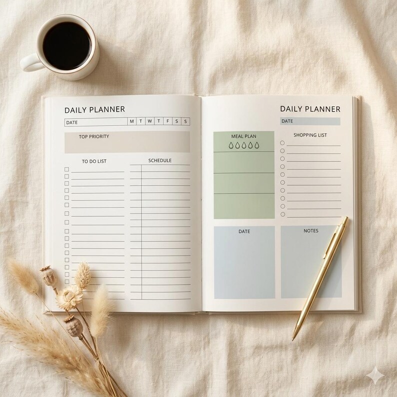 Minimalist Planner Printable Bundle — Daily Weekly Monthly Planning Pages for Women Digital Download image 2