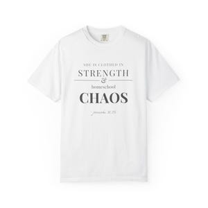 Homeschool Mom Shirt — She is Clothed in Strength Christian Mom Comfort Colors Tee Gift for Her image 3