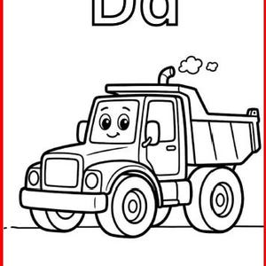 Construction Alphabet Coloring Book Printable | ABC Pages for Boys Toddlers Ages 2-5 | Trucks Vehicles | Preschool Homeschool Activity PDF image 5