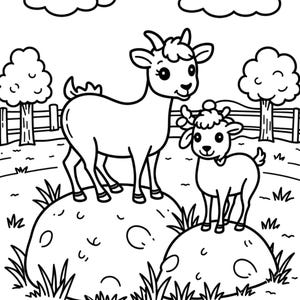 Farm Animals Coloring Book for Kids — Printable Farm Scenes Coloring Pages for Children Digital Download image 9