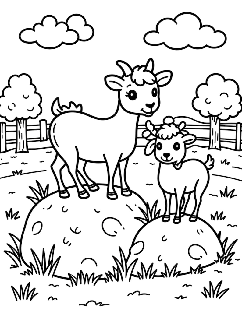 Farm Animals Coloring Book for Kids — Printable Farm Scenes Coloring Pages for Children Digital Download image 9