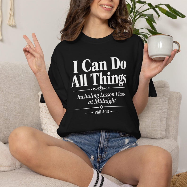 Homeschool Mom Shirt — I Can Do All Things Lesson Plans at Midnight Christian Mom Comfort Colors Tee image 11