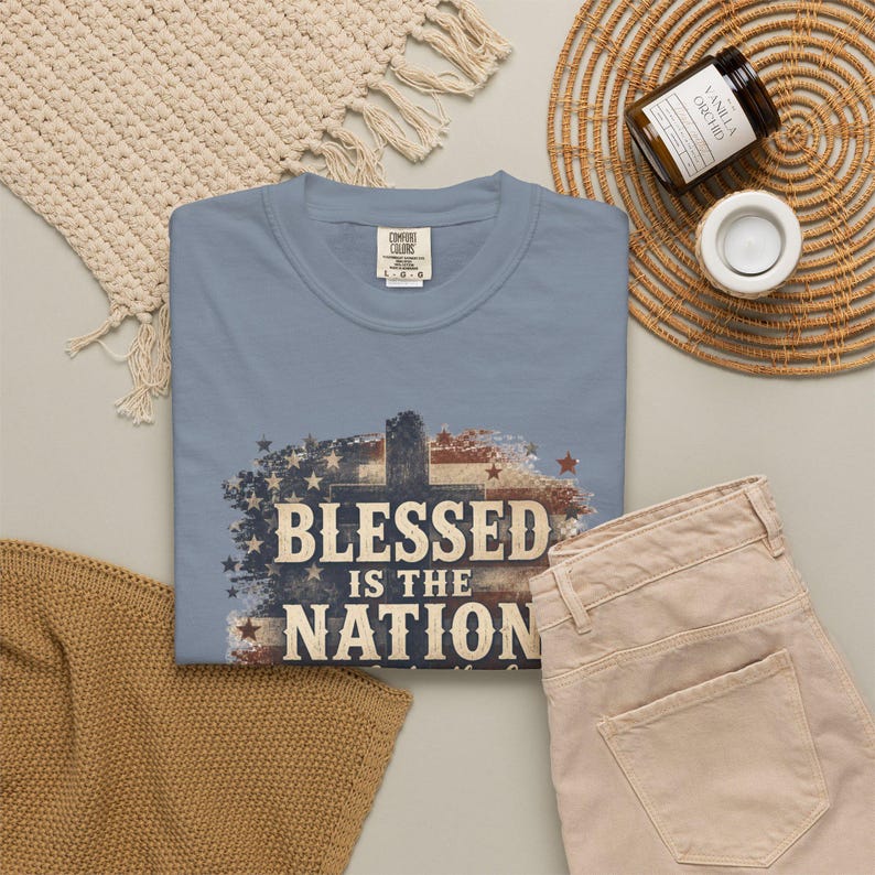 Gesegnet ist die Nation Shirt - Christliche Mutter Shirt Vaterländische Schule Komfort Farben T-Shirt Geschenk Bild 9