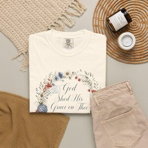 God Shed His Grace on Thee Shirt — Christian Mom Shirt Patriotic Homeschool Comfort Colors Tee image 3