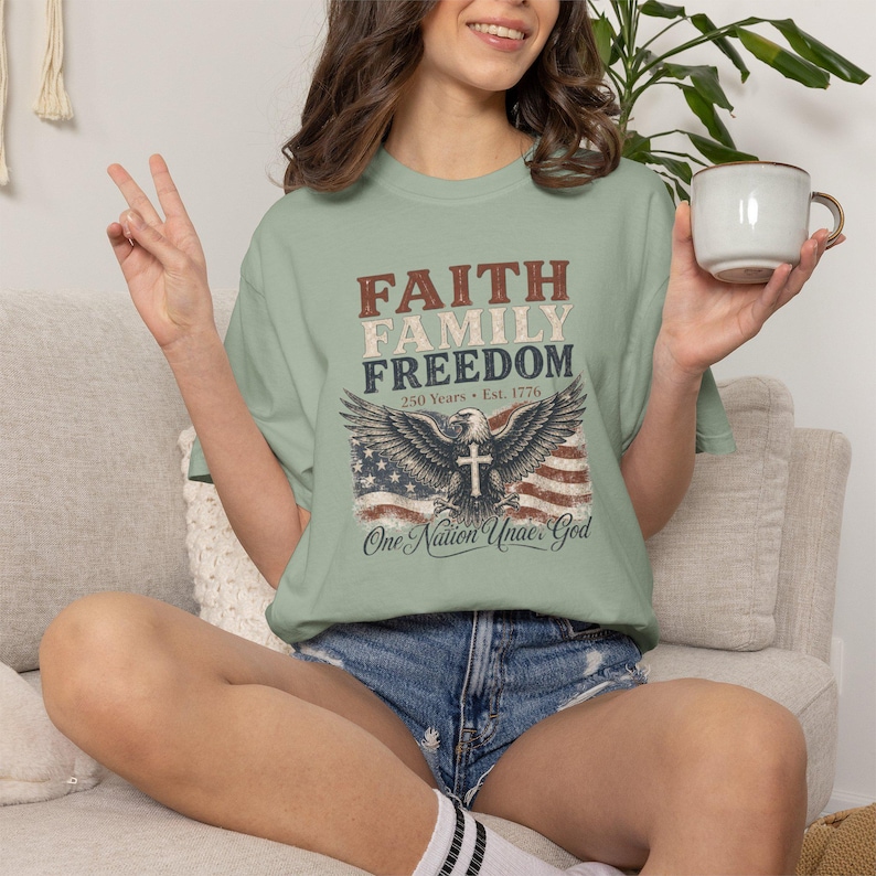 Amerika 250 Erb-Shirt - Christliche Mutter Shirt Vaterländische Schule Komfort Farben T-Shirt Geschenk Bild 1