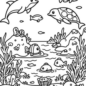 Målarbok med havet för barn — Utskrivbara målarbilder med havet för barn, digital nedladdning bild 6