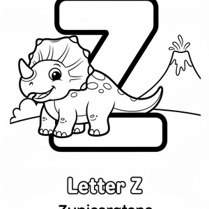 Dinosaur Alphabet Coloring Book for Kids — Printable ABC Learning Pages for Toddlers Digital Download image 10