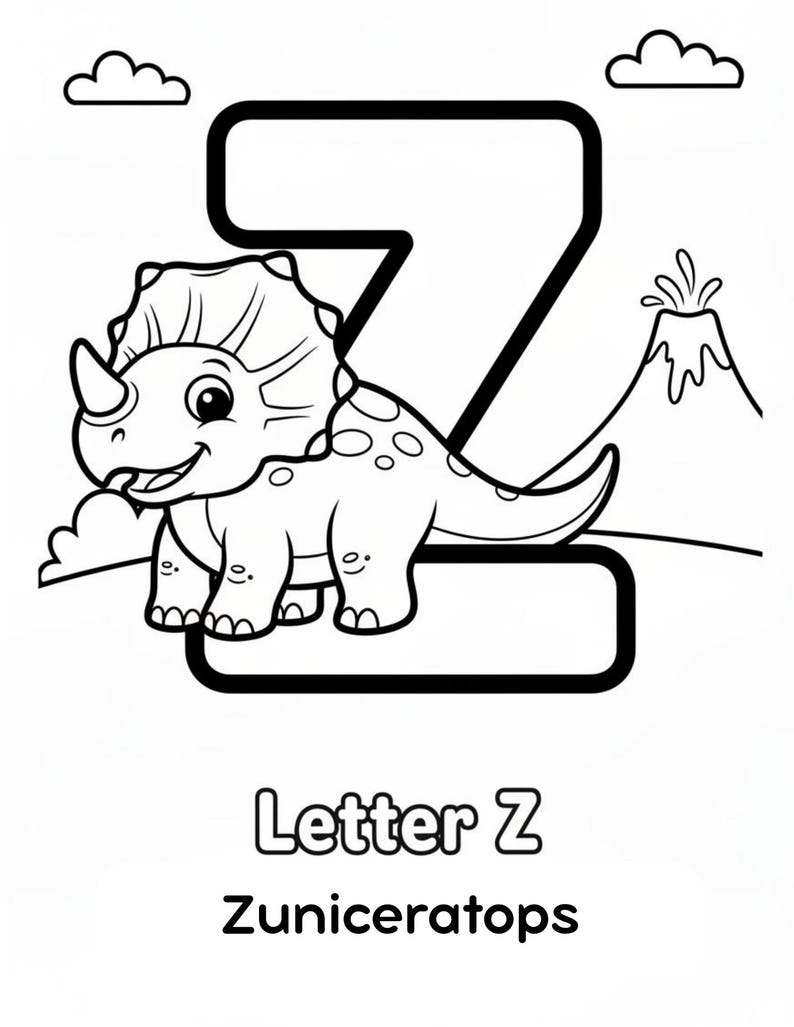 Dinosaur Alphabet Coloring Book for Kids — Printable ABC Learning Pages for Toddlers Digital Download image 10