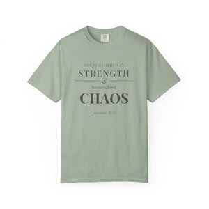 Homeschool Mom Shirt — She is Clothed in Strength Christian Mom Comfort Colors Tee Gift for Her image 5