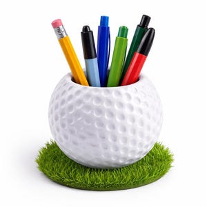 Golf Ball Pen Holder Desk Organizer White Pot