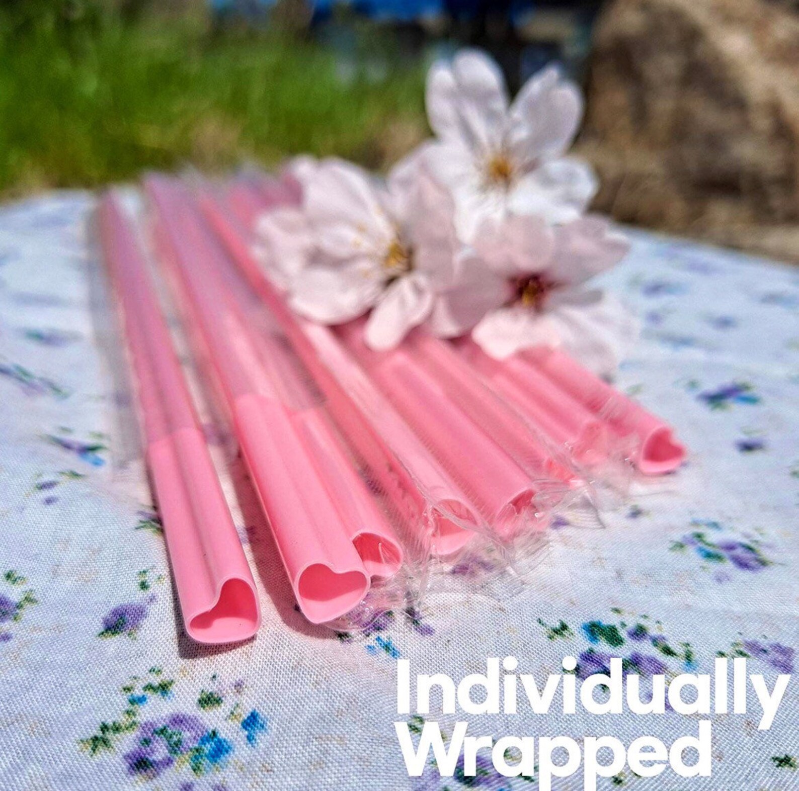 12 Heart Shaped Straws reusable Plastic Straws Individually Wrapped