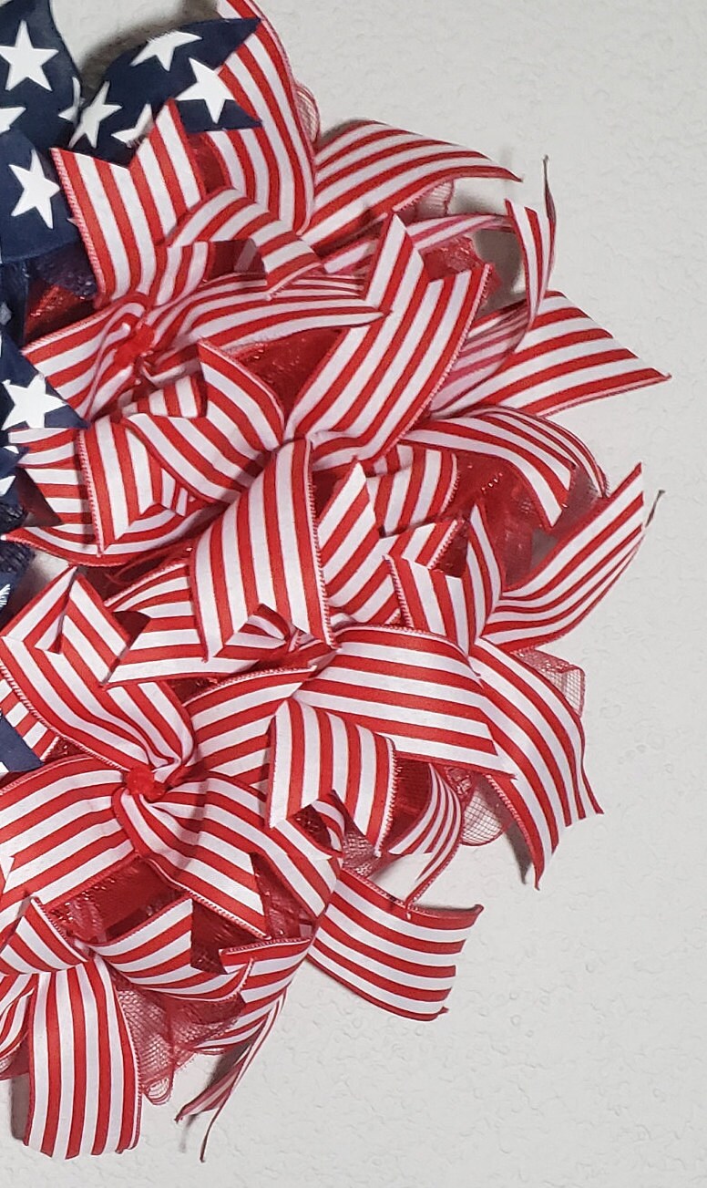Patriotic Wreath, Fourth of July Wreath, Red White and Blue Wreath ...