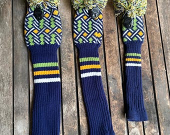 Golf Club Headcovers 3-Pack Knitted Fairway Stripes Sock