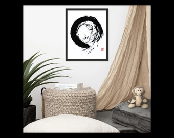Framed Enso Fine Art Print Reproduction Large & Small Sized Buddhist Gift Japanese Zen Circle Painting Aikido Mindfulness Gift Calligraphy