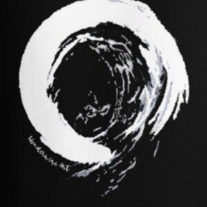 May include: Black hoodie featuring a white, abstract design resembling a swirling vortex or brushstroke. The artwork has a textured appearance, with the words "WONDERWISE ART" printed in white along the bottom of the design. The hoodie is a minimalist style.