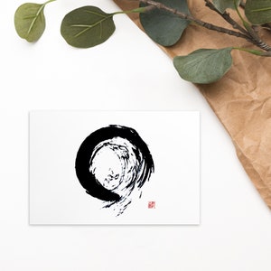 Enso cercle zen japonais carte d'invitation sumi e japonais peinture au pinceau chinoise pleine conscience cadeau papeterie papeterie art bouddhiste