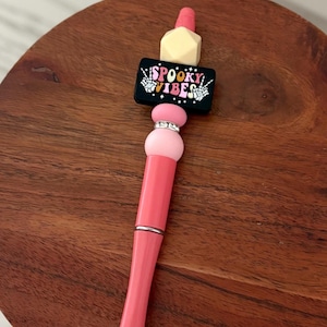 Pink Halloween themed beaded pen for teachers, students, or office