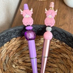 Cow Silicone Beaded Pens, Beaded Pens, Cows, Pen for work, pen for journal, silicone beads, beaded cow pen, cow lover