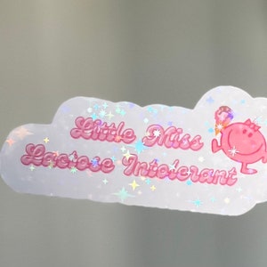 Little Miss Lactose Intolerant Holographic Pink Sticker, Funny Sticker, Meme Sticker, Pink Holographic Sticker, cute Sticker