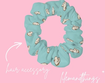 Aqua Duck Print Scrunchie | Playful Polyester Jersey Hair Accessory