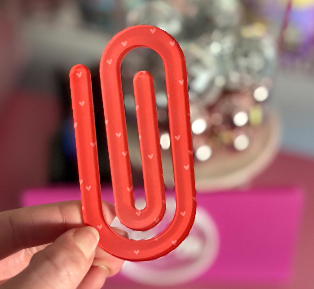 Red Heart Pattern Jumbo Paper Clip | Acrylic Planner Clip - Etsy