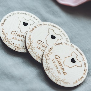 Baby Shower Magnet, Baby Shower Favors, Personalized Baby Shower Wooden Magnets, Baby Body Suit Magnets, Baby Shower Thank You Gifts