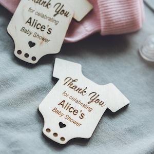 Baby Shower Magnet, Baby Shower Favors, Personalized Baby Shower Wooden Magnets, Baby Body Suit Magnets, Baby Shower Thank You Gifts