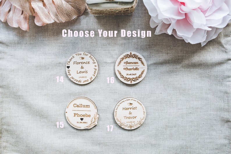 Magnet Favors for Guests, Wedding Favors, Wedding Say Thank You, Backyard Wedding Magnet Favors, Personalized, Rustic Favors, Save The Date image 6