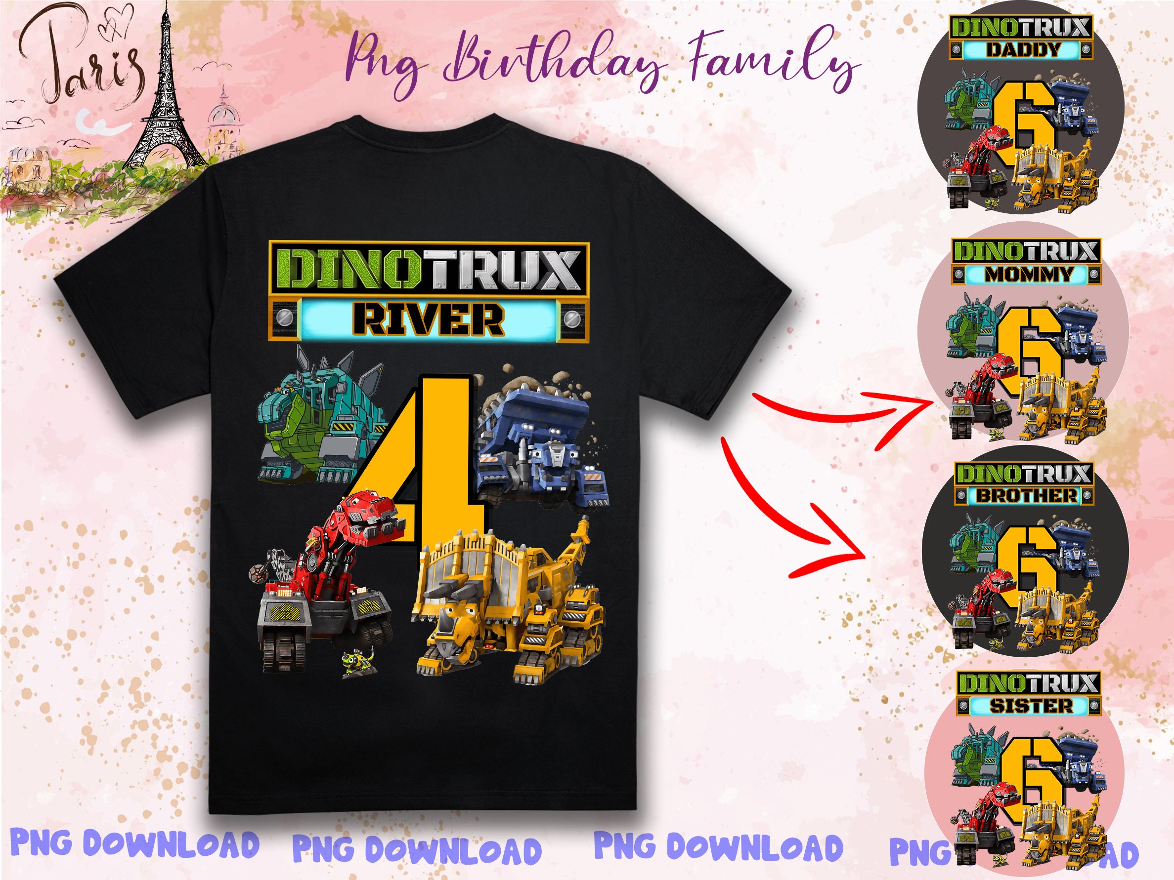 Printable Dinotrux Birthday Custom PNG Digital Gift Idea Etsy