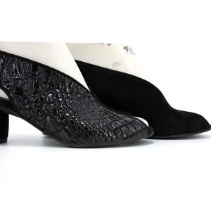Block Heel Slingback Sandals,Black Suede Open Toe Sandals,Mid Heel Leather Sandals,Greek Sandals,Vintage Shoes,Custom Shoes image 2