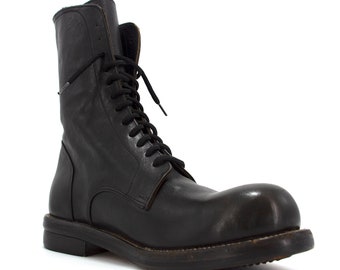Botas de cuero para hombre, botas de combate, botas negras, hechas a mano, botas con cordones, botas de cuero negro, zapatos para hombre, zapatos personalizados