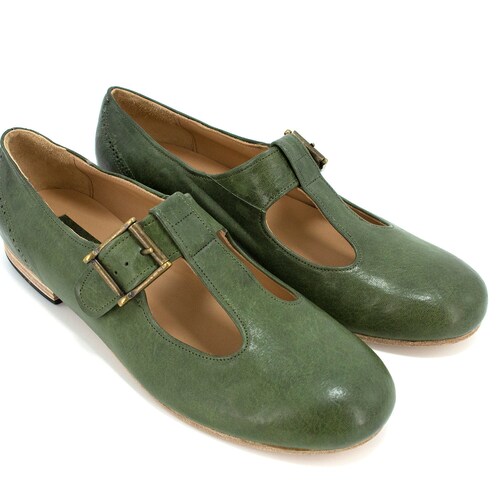 Wide T Strap Mary Jane Shoesred Shoesleather Ballet Etsy