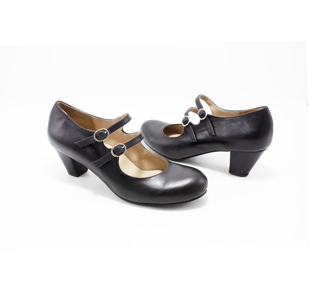 double strap mary jane heels