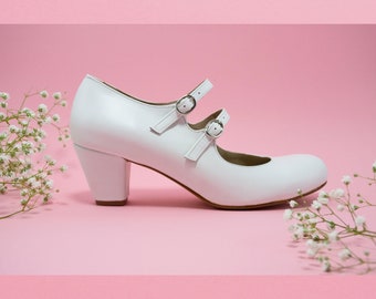 Double-Strap Mary Jane Schuhe mit Absatz,Mary Janes mit Riemen,Absatz Schuhe,Hochzeitsschuhe mit niedrigem Absatz